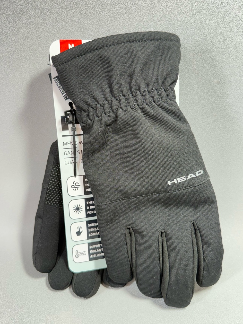 HEAD Black Men's Winter Hybrid Waterproof Winter Gloves with Grip